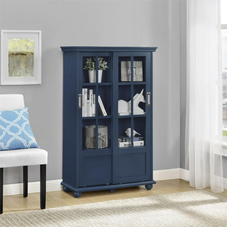 Bookcase with 2024 glass doors walmart