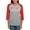 Heather/Red, variant on - Delta Chi Logo Red Long Sleeve T Shirt - Womens Baseball Tee