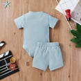 thumbnail image 5 of New born Baby Boy Clothes Baby Boys Summer Outfits Short Sleeve Ribbed Rompers Shorts 2Pcs Summer Clothes Sets, 5 of 6