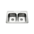 thumbnail image 2 of Houzer Glowtone 33 in Stainless Steel Topmount 4-hole 50/50 Double Bowl 9 in Deep Kitchen Sink - 3322-9BS4-1, 2 of 8