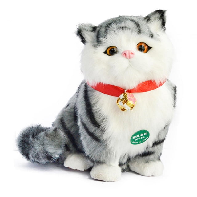 Modelo de gato de simulación presente juguete para mascotas cola móvil, niños, regalos de San Valentín modelo de mascotas adorno para coche sofá hogar Estilo C