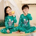 thumbnail image 1 of Conjunto de pijama de algodón de manga larga para niños y niñas, ropa de dormir para niños, pijamas de Navidad, pijamas de gato de dibujos animados para niños de 4, 6, 8 y 9 años, Invierno, 1 of 4