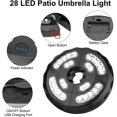 thumbnail image 5 of Lámpara LED para sombrilla con 28 LED - luz blanca para jardín, playa, exterior, barbacoa, fiesta, camping, fijación en poste de sombrilla de 3,5-5 cm de diámetro., 5 of 5