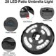 thumbnail image 5 of Lámpara LED para sombrilla con 28 LED - luz blanca para jardín, playa, exterior, barbacoa, fiesta, camping, fijación en poste de sombrilla de 3,5-5 cm de diámetro., 5 of 5