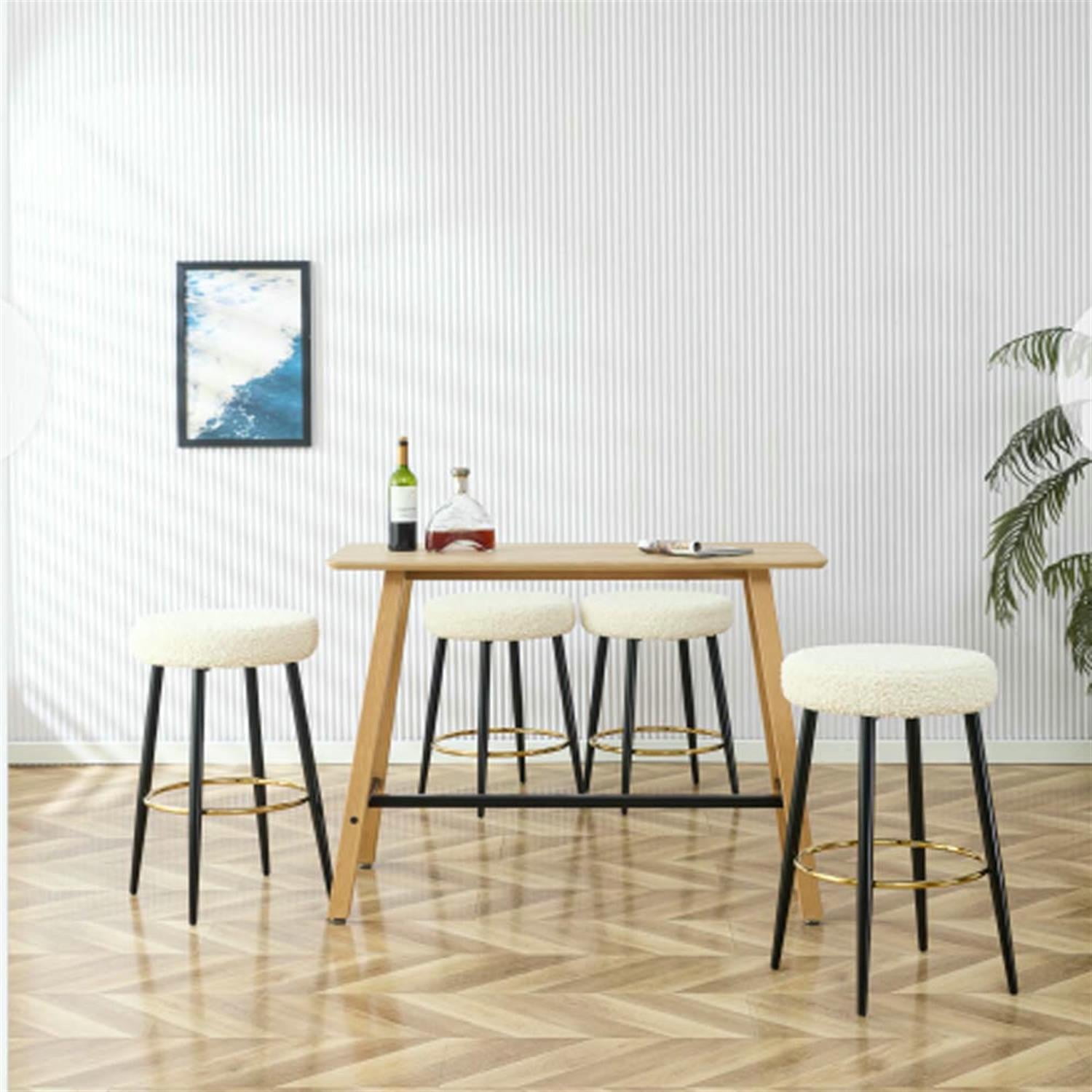 Demi Bonn 30" Counter Height Bar Stools Set of 2, PU Leather Upholstered Barstools, Kitchen Island Countertop Chairs for Dining Room, White