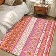 thumbnail image 4 of Rectangle Area Rugs 4 x 6 Ft, Pink Orange Boho Non-Slip Residential Carpet, Vintage Ethnic Tribe Abstract Art Indoor Crawling Mats Runner Rugs for Living Room/Dining Room/Bedroom, 4 of 8