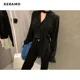 thumbnail image 2 of Camisetas de primavera 2024 con cuello en V, finas y sexys, con mangas abullonadas, elegantes, informales, holgadas, de color liso, 2 of 6
