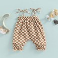 thumbnail image 3 of Combinaison Décontractée Bébé Fille Motif à Carreaux Noir Sangle Tie-up Sans Manches Romper, 3 of 5
