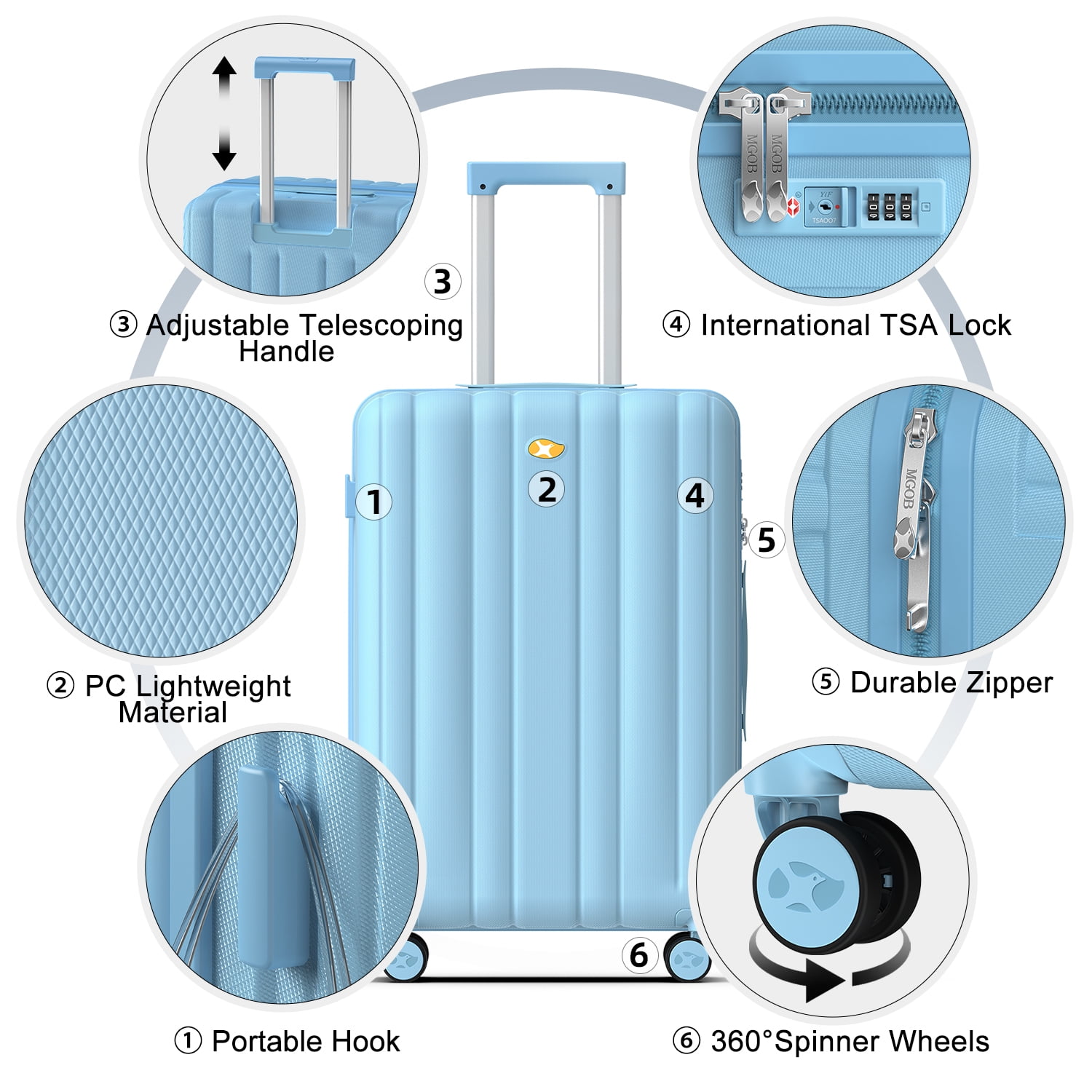 24 Inch Checked Luggage Airline Approved, Frosted Hardside Suitcase with 360° Spinner Wheels & TSA Lock, Hard Shell PC Lightweight Suitcase for Travel with Aluminum Handle