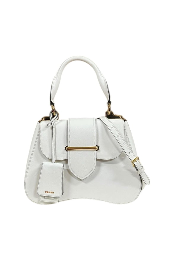 Pre-Owned Prada Sydney Saffiano Shoulder Bag, Leather 1BN005, White,... (Good)