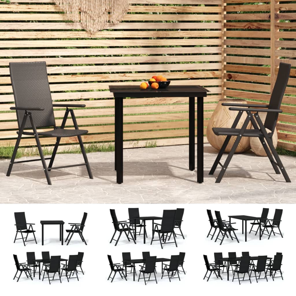 vidaXL Patio Dining Set Outdoor Dining Set Garden Table and Chair Set Black - image 3 of 45