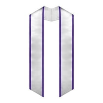Endea Graduation White/Purple Plain Graduation Stole with Trim Color  Angled End