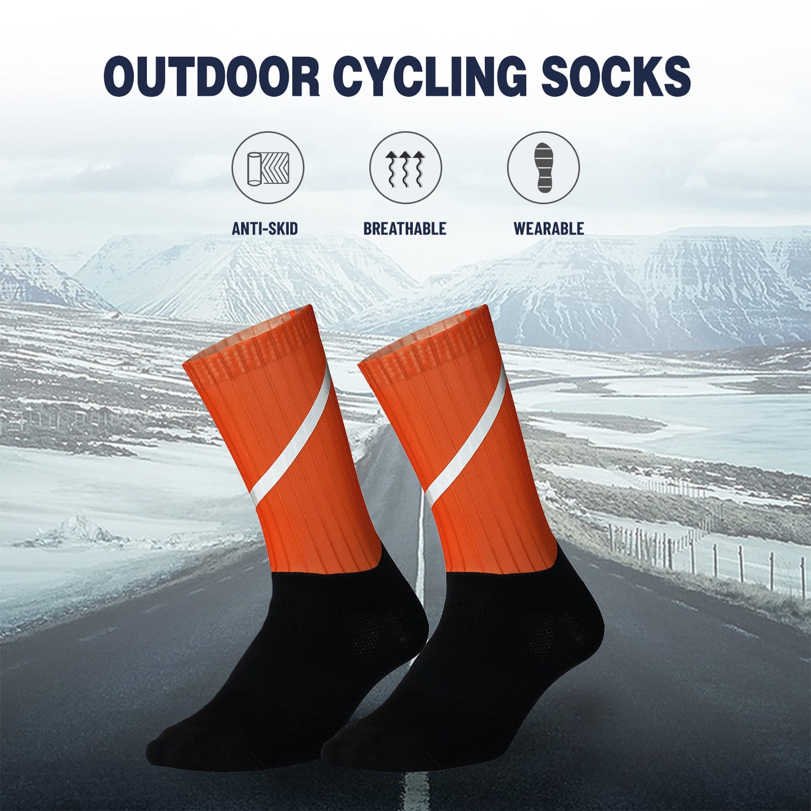 Chaussettes De Cyclisme DH SPORTS - Hautes Mi-mollet Réfléchissantes, Multicolores