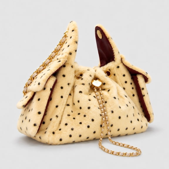GULUCK Women’s Plush Leopard Print Drawstring Bucket Bag, Chain Strap Shoulder Tote Top‑Handle Handbag, Versatile Commuter Purse for Daily Wear