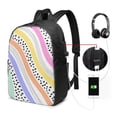 thumbnail image 3 of YFYANG 17" Laptop Backpack, Rainbow Colored Abstract Lines Fashion Travel Work Backpack with USB and Headphone Cable Interface for Men and Women, 3 of 8