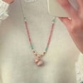 thumbnail image 3 of Collier Gourde Goutte d'Huile Rose avec Perle - DMS-02409 - 61-70cm Mode Rétro, 3 of 6