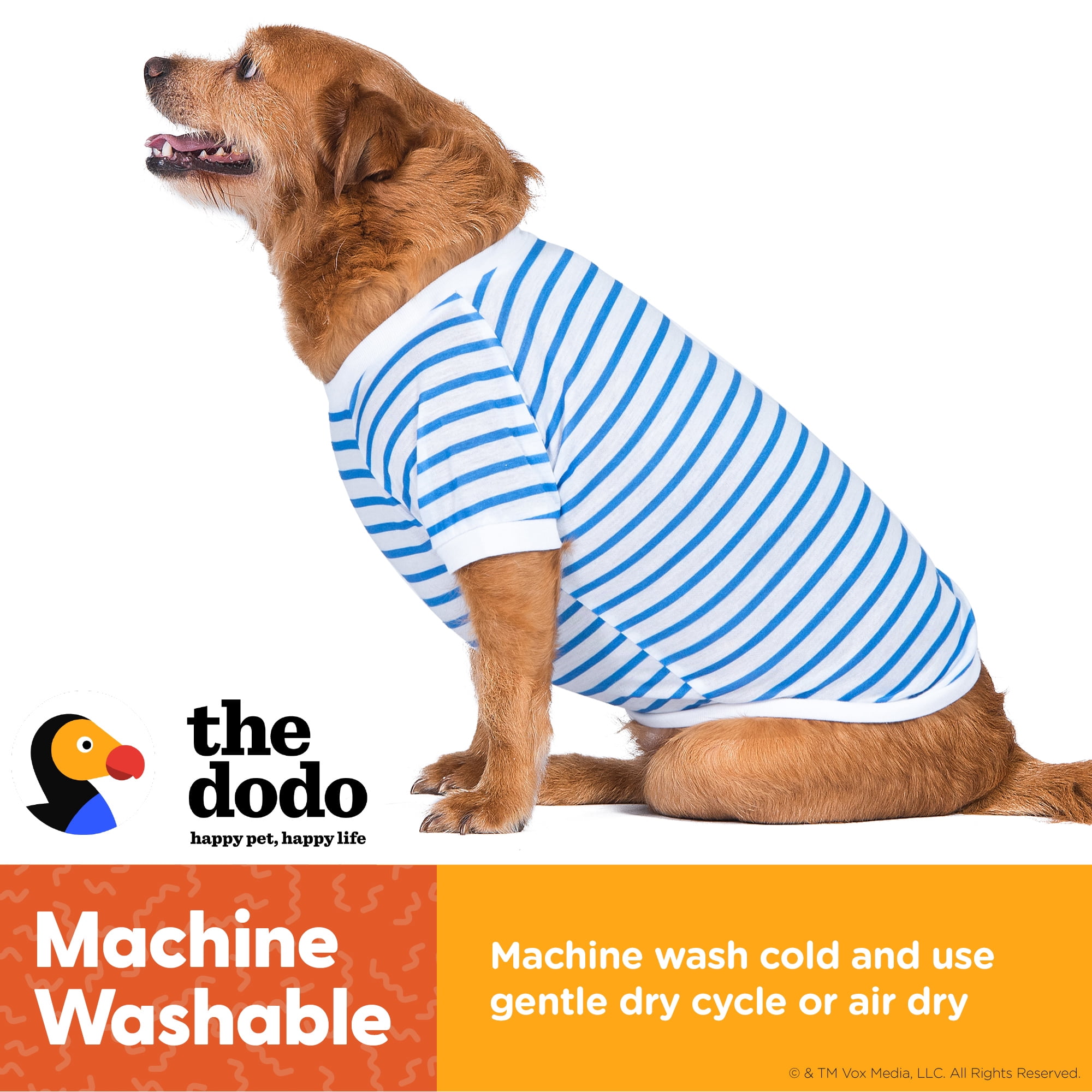 The Dodo Blue and White Striped T-Shirt for Dogs - Small