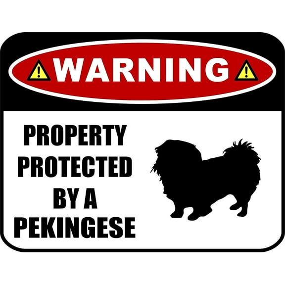 PCSCP Warning Property Protected by a Pekingese (SILHOUETTE) 11.5 inch x 9 inch Laminated Dog Sign