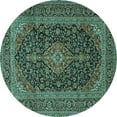 thumbnail image 1 of Ahgly Company Machine Washable Indoor Round Medallion Turquoise Blue Traditional Area Rugs, 4' Round, 1 of 4