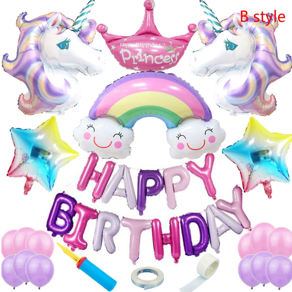 Unicorn Theme Party Foil Balloon Baby Shower Happy Birthday Tassels Party Deco B Unicorn Theme Party Foil Balloon Baby Shower Happy Birthday Tassels Party Deco B