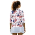 thumbnail image 3 of HUIACONG 4th of July Women Golf Polo Shirts Featuring American Flag Pattern, 3/4 Sleeve Quarter Zip Top for Golf, Tennis, Workout and Daily Sports, 3 of 10