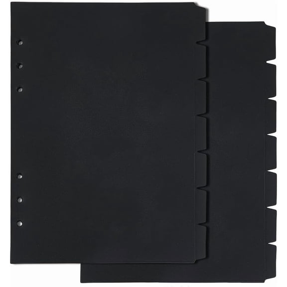 2 Sets 14 Sheets A5 Index Binder Dividers Black Plastic Binder Dividers 6 Ring Binder Dividers Binder Dividers Pages with 7-Tabs 6 Holes Ring Index Page for Planner Notebook Journal for making