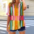thumbnail image 5 of Zwiiyzr Women's T-Shirt V-Neck Short Sleeve Print Floral Summer Button Loose Blouse C-Multicolor (2XL), 5 of 5