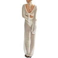 thumbnail image 5 of Women's Crochet Knit 2 Piece Skirt Sets Hollow Out Knitted Crop Top Long Beach Tie Wrap Skirt Set Beach Maxi Dresses, 5 of 6