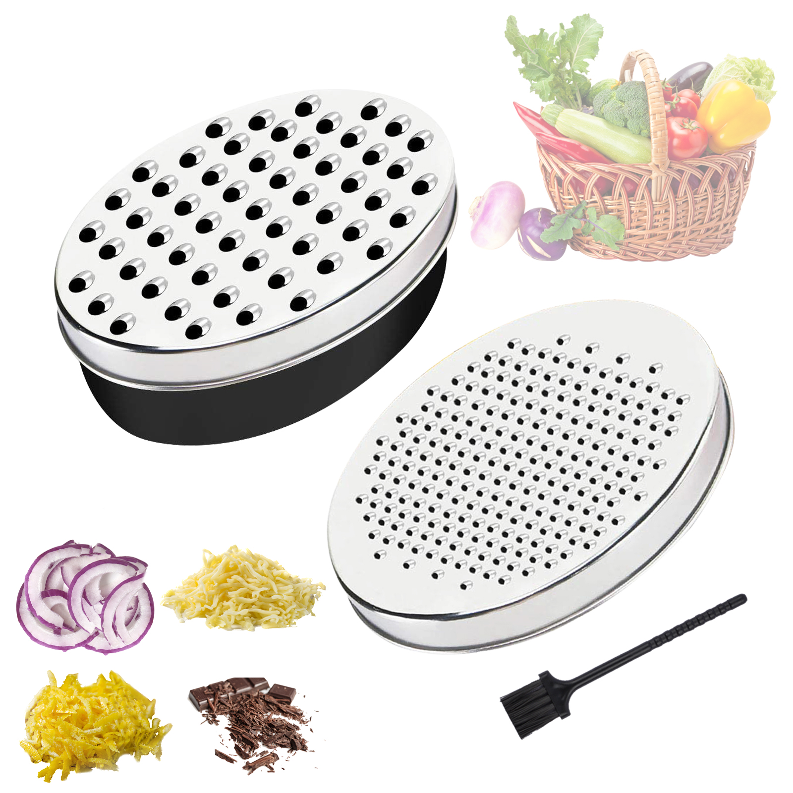 KissDate Cheese Grater with Container, Graters for Kitchen with Double