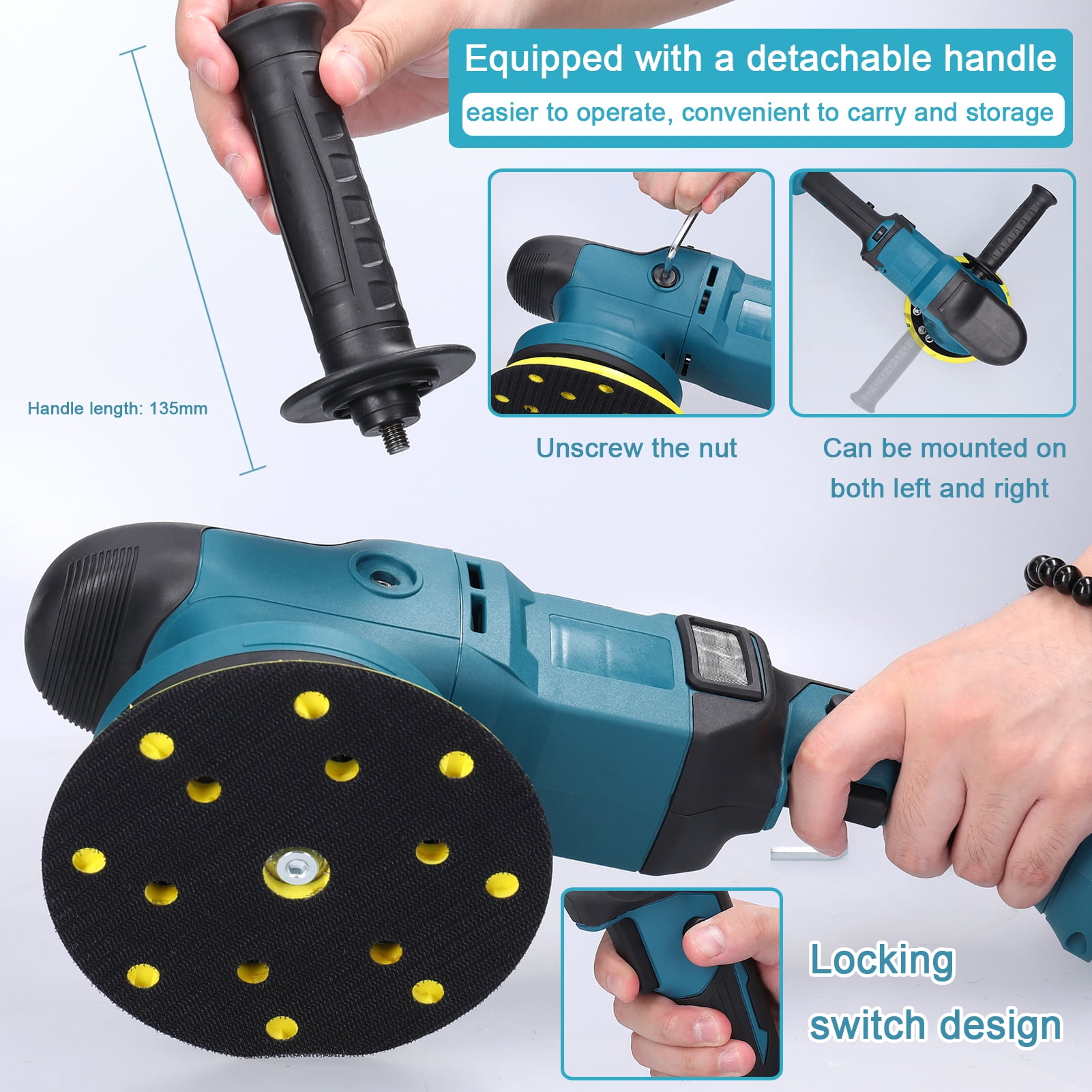 Polishers,Orbital Sander Metal 6 Speed Polisher Wood Metal Wood Tool Car Polisher Wood 6 Speed Adjustable 150mm Motor Xinzy Or. Eryue Buzhi