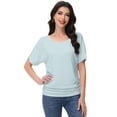 thumbnail image 5 of Women's Dolman Top Boat Neck Comfortable Short Sleeve Solid Gentle Tees Casual T Shirt with Side Shirring Detail, 5 of 6
