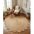 thumbnail image 3 of Sivi 5 x 5 Feet Handmade Scallop Braided Jute Rug - Natural Jute Round Rug, 3 of 11