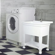 UTILITYSINKS Plastic 30” Freestanding Utility Sink with Pull Faucet, White