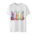 thumbnail image 4 of Plus Size Shirts for Men under $5 Short Sleeve Round Neck Easter Eggs Rabbit Print Shirt White S, 4 of 5