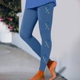 thumbnail image 2 of GDREDA Women Casual Workout Leggings Ribbon Printed Color Block Pants Soft Stretchy Leggings Navy,S, 2 of 4