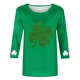 thumbnail image 2 of vdgthytj T-Shirts pour Femmes de la Saint-Patrick à Manches 3/4, Grande Taille, Col Ras du Cou, Trèfle, T-Shirt Graphique pour les Fêtes, 2 of 5