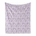 thumbnail image 1 of Pastel Soft Flannel Fleece Throw Blanket, Monochrome Leafage Pattern Foliage of Feminine Nature Plants Gardening Theme, Cozy Plush for Indoor and Outdoor Use, 50" x 70", Lilac and White, by Ambesonne, 1 of 6