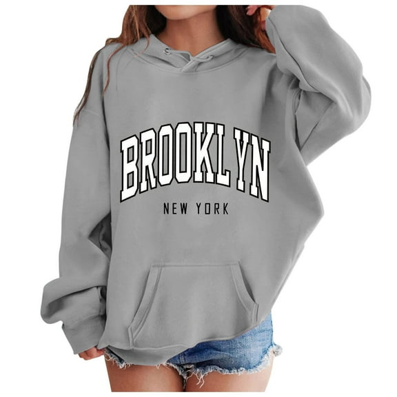 Little Girls Hoodie Brooklyn Print Hooded Sweatshirt Graphic Sports Loose Pullovers Top