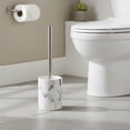 thumbnail image 2 of Evideco French Home Goods Marble Vented Modern Patterned Toilet Brush and Holder Set with Toilet Brush, White, 2 of 7