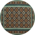 thumbnail image 1 of Ahgly Company Indoor Round Oriental Light Blue Traditional Area Rugs, 3' Round, 1 of 4