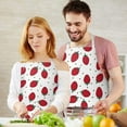 thumbnail image 3 of Strawberry Plants Fruit Dot White Pattern Apron-Garden Aprons for Women with Pockets-Cotton Linen Waterproof Kitchen Cooking Gardening Aprons Adjustable for Kitchen,Cooking,BBQ and Salon 33x27 Inch, 3 of 7