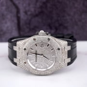 AUDEMARS PIGUET Lady Royal Oak Watch Silver 33mm Custom 10ct Diamonds 67651ST