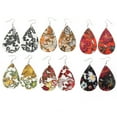 thumbnail image 2 of Huanledash Water Drop Dangle Embroidery Faux Leather Hook Earrings Women Banquet Jewelry, 2 of 8