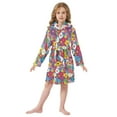 thumbnail image 6 of FORMRS Niños Bathrobe Unisex Hooded Robe Soft Plush Pajamas Sleepwear, Size 4-6T, Whimsical Floral, 6 of 7
