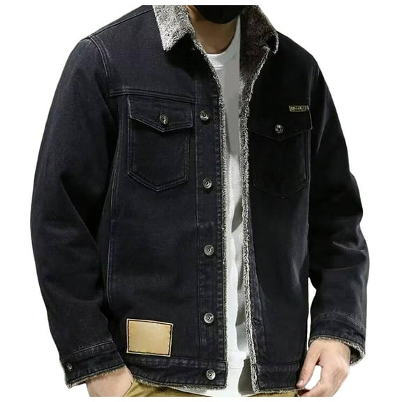 LIUJUNSHOP Distressed Men's Denim Jacket Mens Denim Jacket Winter Fashion Trend Lapel Collar Casual Daily Wear Utility Outerwear Coat