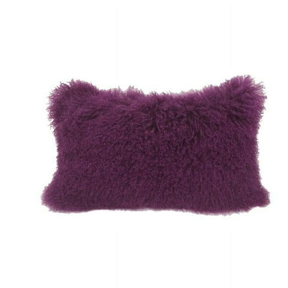 HomeRoots 334363 Purple Tibetan Lamb Pillow