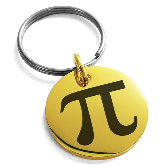 Stainless Steel Pi Mathematical Engraved Small Medallion Circle Charm Keychain Keyring