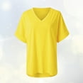 thumbnail image 5 of Camisetas de verano para mujer, camisetas con cuello en V para mujer, camisetas de talla grande para mujer, camisetas de manga corta (amarillo, talla M), 5 of 5