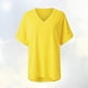 thumbnail image 5 of Camisetas de verano para mujer, camisetas con cuello en V para mujer, camisetas de talla grande para mujer, camisetas de manga corta (amarillo, talla M), 5 of 5
