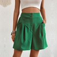 thumbnail image 2 of Shorts for Women Trendy Summer 2025 Solid Color Loose Breathable Semi Elastic Waist Casual Wide Leg Loose High Waisted Short S-XL, 2 of 6